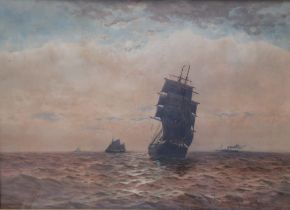 William Thomas Nicholas Boyce (1858-1911) - watercolour - Sailing vessels at sea, signed & dated