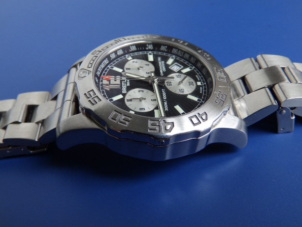 A boxed gent's stainless steel Breitling Colt Chronograph II bracelet wrist watch, the black dial - Image 5 of 9