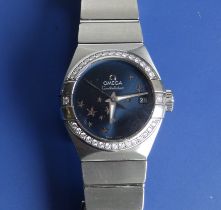 A lady's stainless steel Special Edition Omega Constellation Star 'Orbis' bracelet wrist watch,