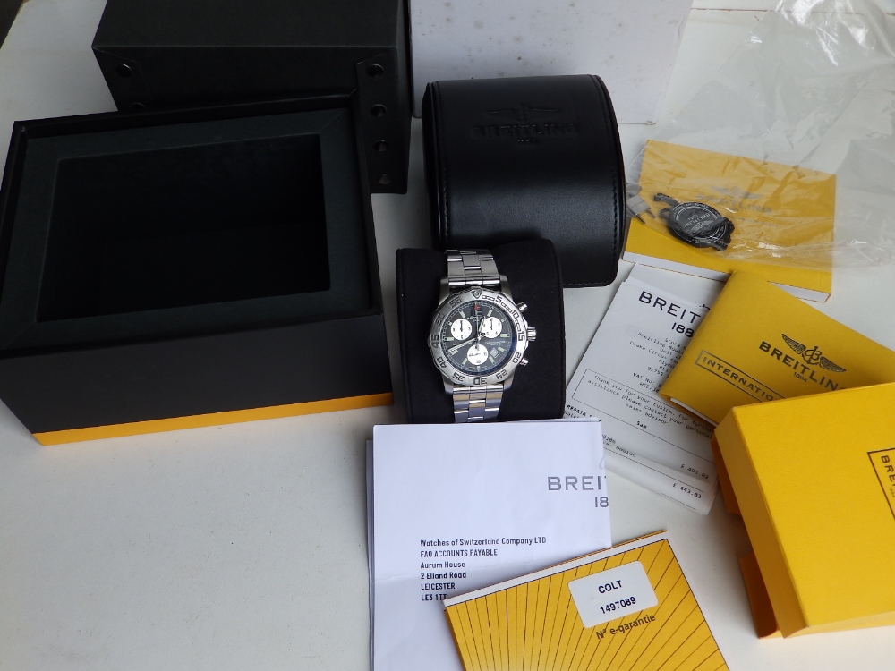 A boxed gent's stainless steel Breitling Colt Chronograph II bracelet wrist watch, the black dial - Image 2 of 9