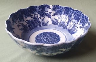 A Chinese blue & white printed porcelain bowl, 8.5" diameter.