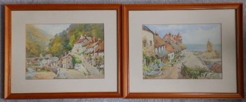 Harry Edmunds Crute (1888-1975) - a pair of watercolours - Lynton & Lynmouth, 10" x 13.5". (2)