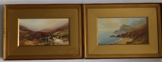 John Shapland - pair of watercolours - Moorland & Coastal scenes, signed, 6" x 11.25". (2)