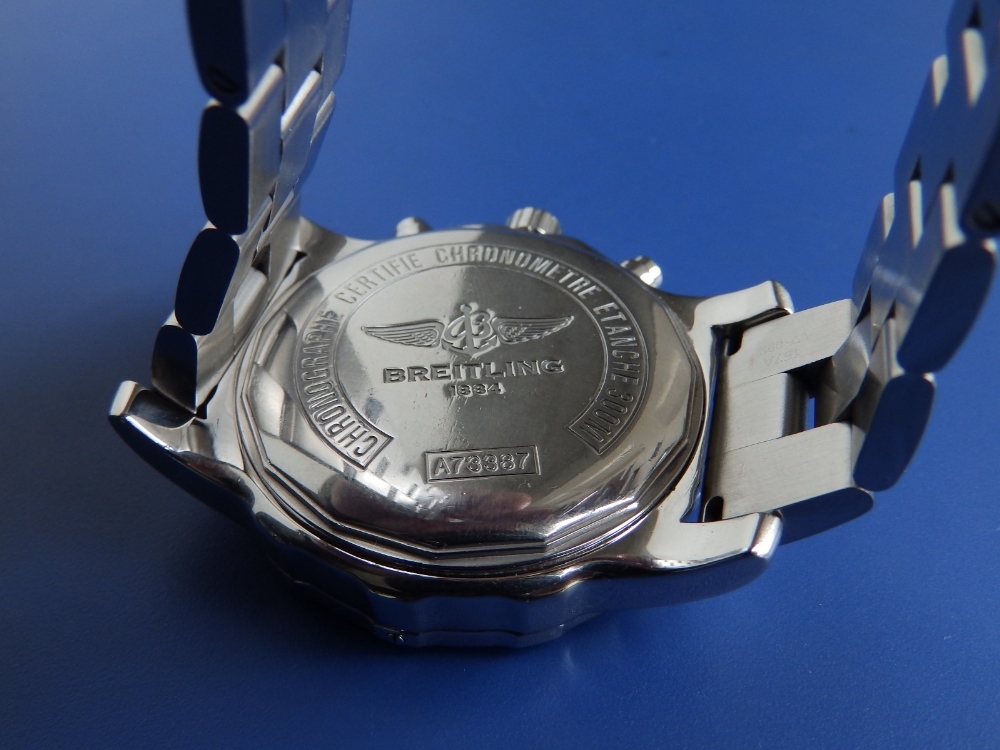 A boxed gent's stainless steel Breitling Colt Chronograph II bracelet wrist watch, the black dial - Image 8 of 9