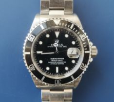 A 1999 gent's stainless steel Rolex Oyster Perpetual Date Submariner, the black dial with white