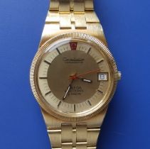 A boxed gent's 18ct gold Omega Constellation Chronometer Electronic f300 bracalet wrist watch,