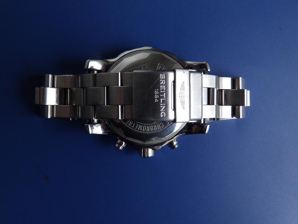 A boxed gent's stainless steel Breitling Colt Chronograph II bracelet wrist watch, the black dial - Image 6 of 9