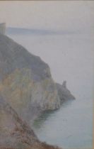 John White - watercolour - Devon coastal scene with cliffs, signed, 10.75" x 6.75".