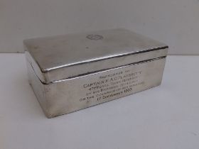 A Regimental silver cigarette box - 'Presented to Captain M.A. O'Flaherty, 4th Royal Tank Regiment….