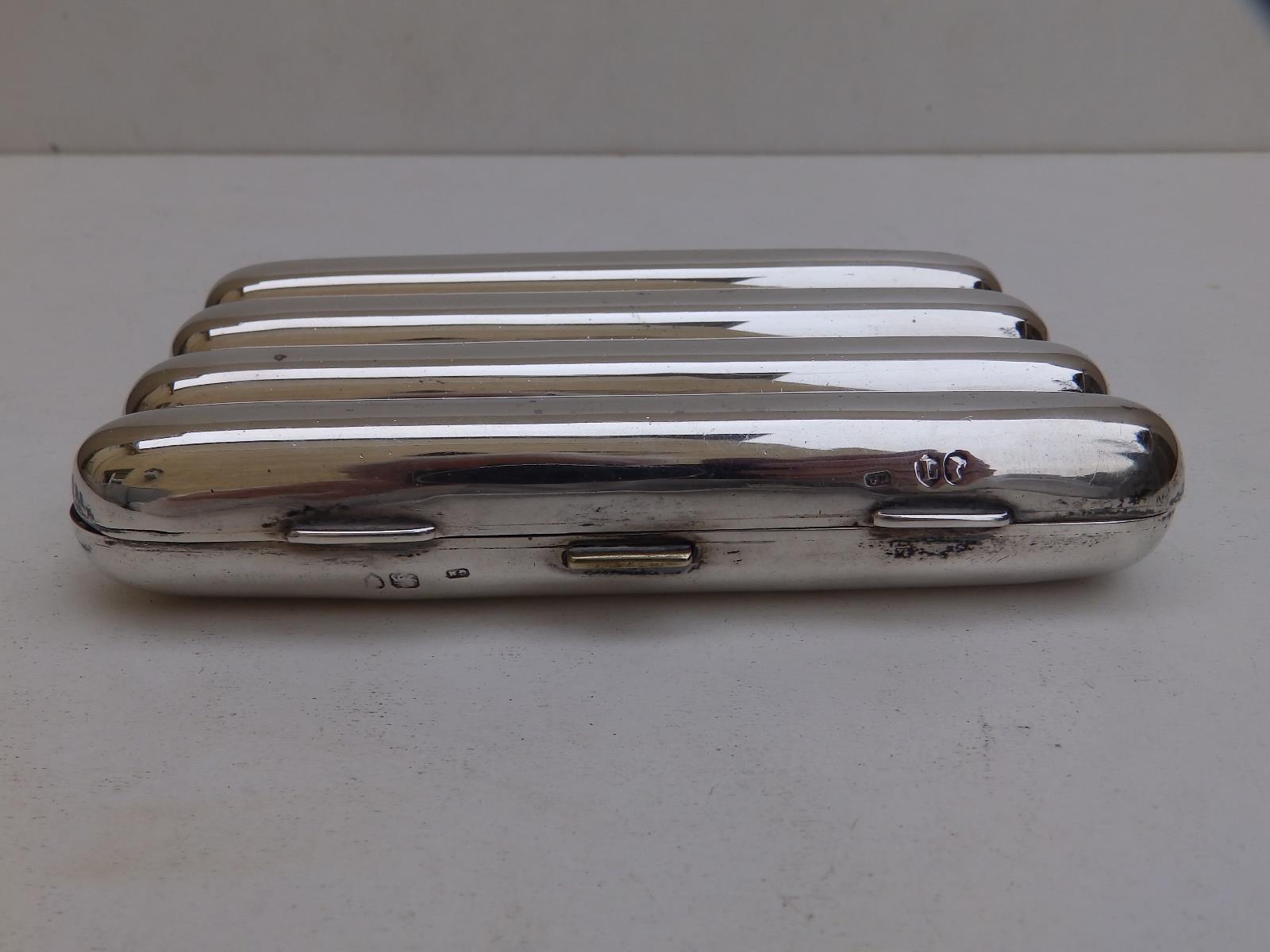 A Victorian plain silver four-division cigar case with gilt interior - GH, London 1886, 4.8". - Image 3 of 4