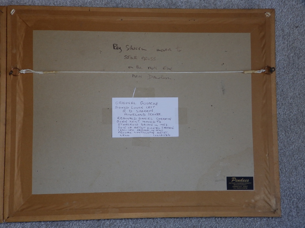 Reginald Daniel Sherrin (1891-1971) - a pair of gouaches - Moorland & Coastal views, signed, 10" x - Image 5 of 5