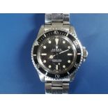 A boxed 1970's gent's stainless steel Rolex Oyster Perpetual Submariner wrist watch with black