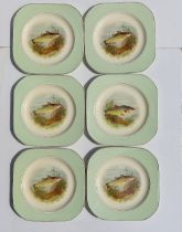 A set of six Woods Ivory ware 'Salmon' plates.