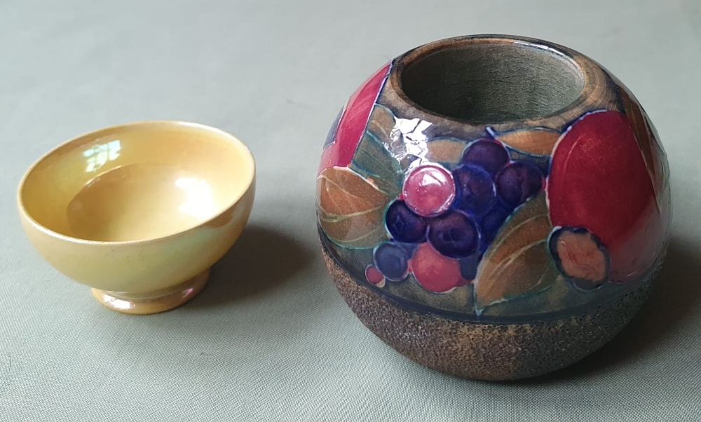 A Moorcroft Pomegranate pattern match holder & lustre bowl - Moorcroft Burslem 1914. (2) - Image 5 of 5