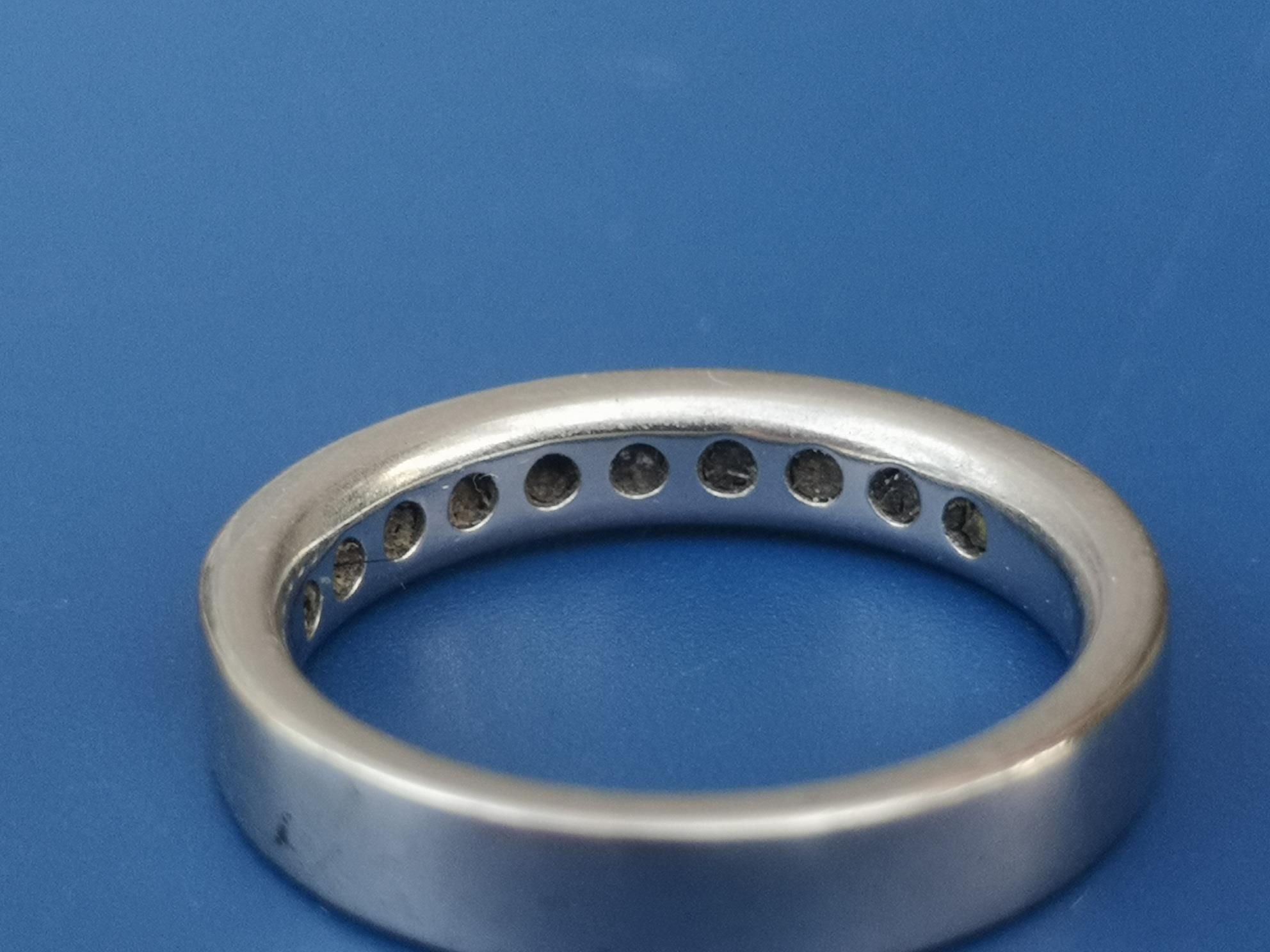 A sapphire & diamond calibre set platinum half eternity ring. Finger size M. - Image 4 of 5