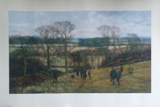 John Trickett - a signed limited edition colour print - 'Instructing the Guns' - 34/95, 18" x 32.