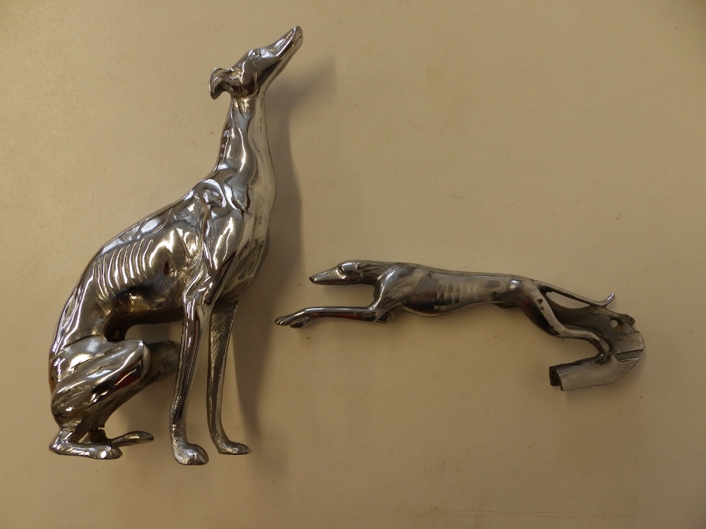 An American greyhound car mascot - 'Pat 202', 8.5" overall and one other. (2)