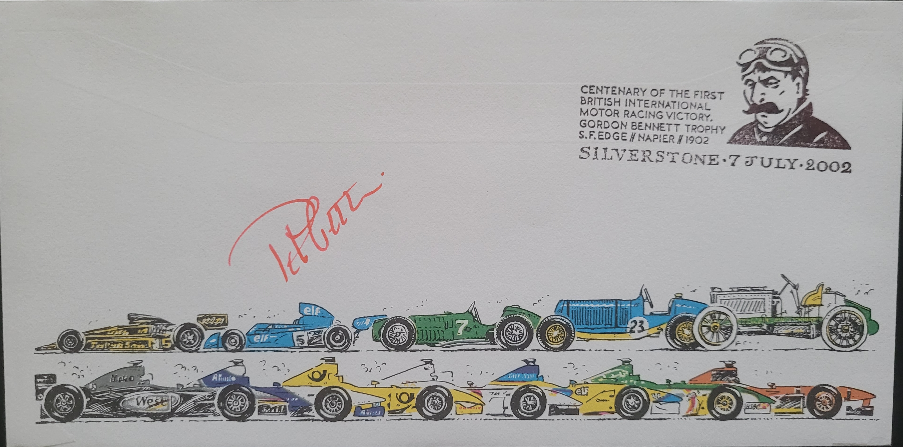 2002 SLVERSTONE MOTOR RACING LTD EDITION POSTAL COVER AUTOGRAPHED BY PETER GETHIN