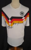 GERMANY ITALIA 90 RETRO SHIRT AUTOGRAPHED BY JURGEN KLINSMAN & LOTHAR MATTHAUS