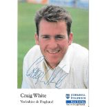 CRICKET CRAIG WHITE YORKSHIRE & ENGLAND AUTOGRAPHED CORNHILL PHOTO CARD