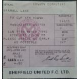 1989-90 SHEFFIELD UNITED V MANCHESTER UNITED FA CUP 6TH ROUND TICKET