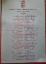 CRICKET 1999 ENGLAND 'A' TOUR TO ZIMBABWE & SOUTH AFRICA OFFICIAL AUTOGRAPH SHEET