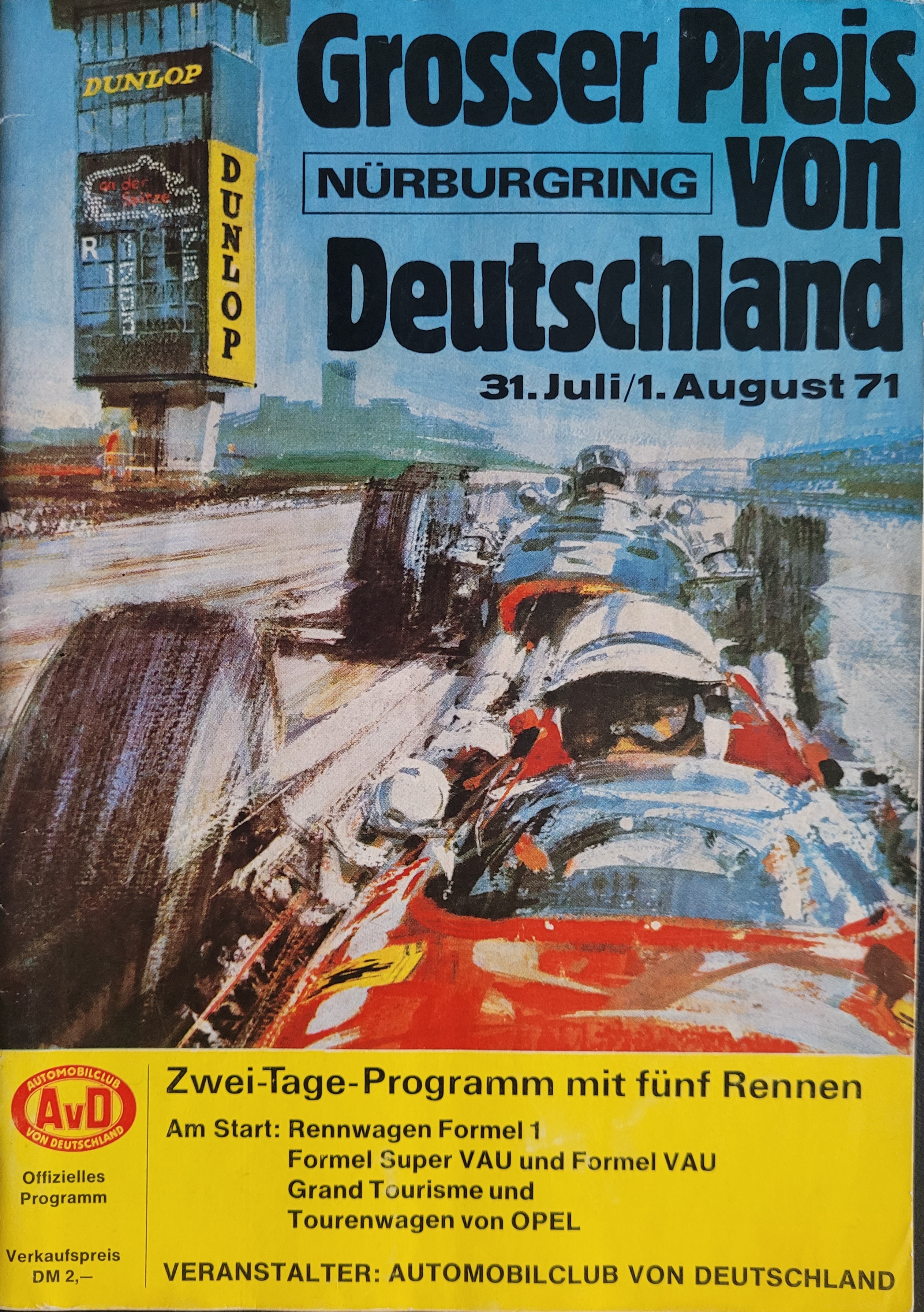 MOTOR RACING 1971 GERMAN FORMULA 1 GRAND PRIX PROGRAMME