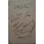 CRICKET 1937 VINTAGE LANCASHIRE AUTOGRAPH PAGE