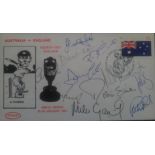 1991 AUSTRALIA V ENGLAND MULTI SIGNED CRICKET POSTAL COVER