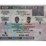 BOXING 1986 TIM WITHERSPOON V FRANK BRUNO UNUSED TICKET FOR THE ROYAL BOX