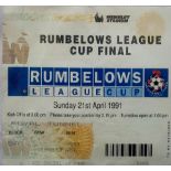 1991 SHEFFIELD WEDNESDAY V MANCHESTER UNITED LEAGUE CUP FINAL TICKET