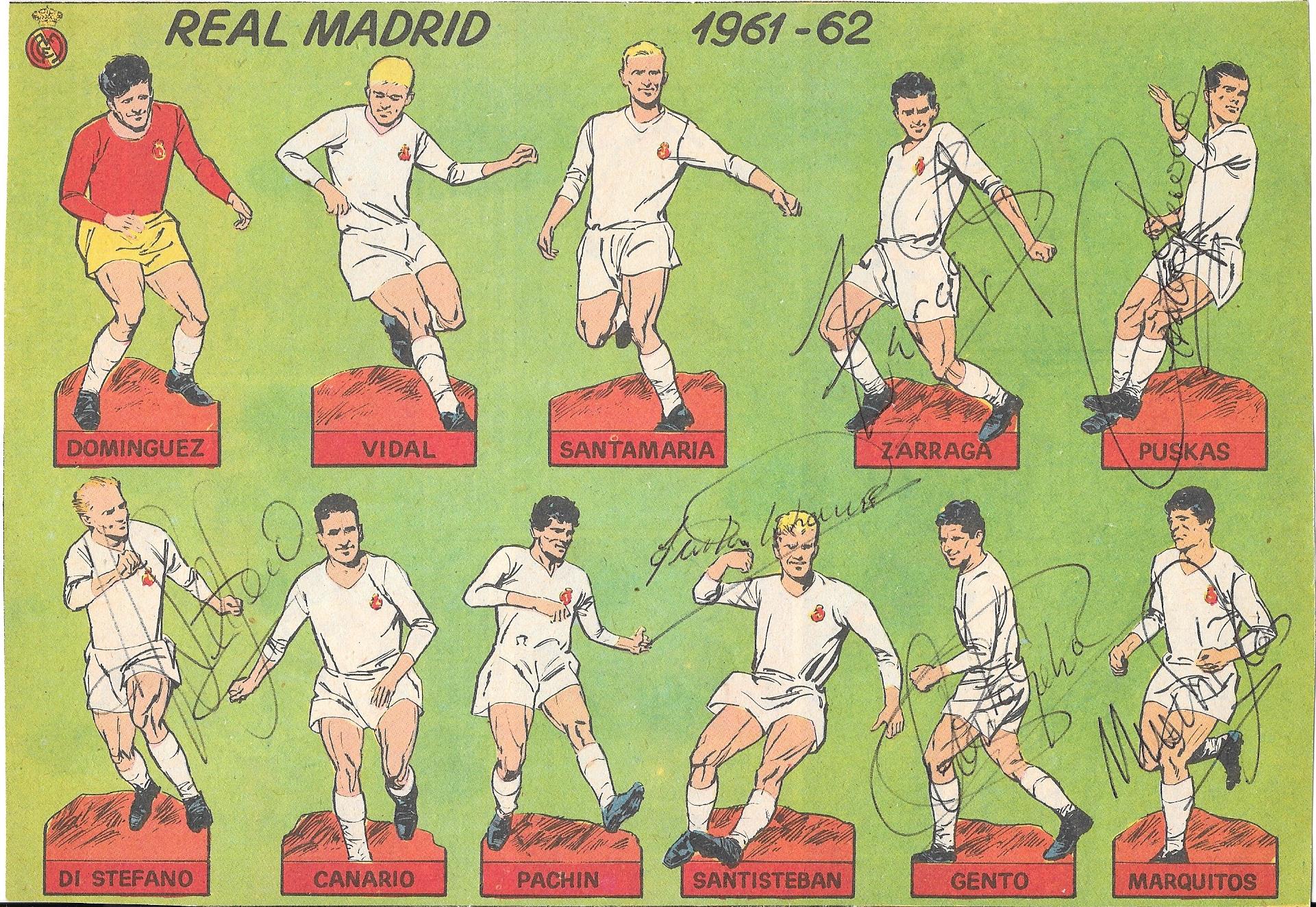 1961-62 REAL MADRID PICTURE SIGNED BY 6 INCLUDING PUSKAS, DI STEFANO, GENTO