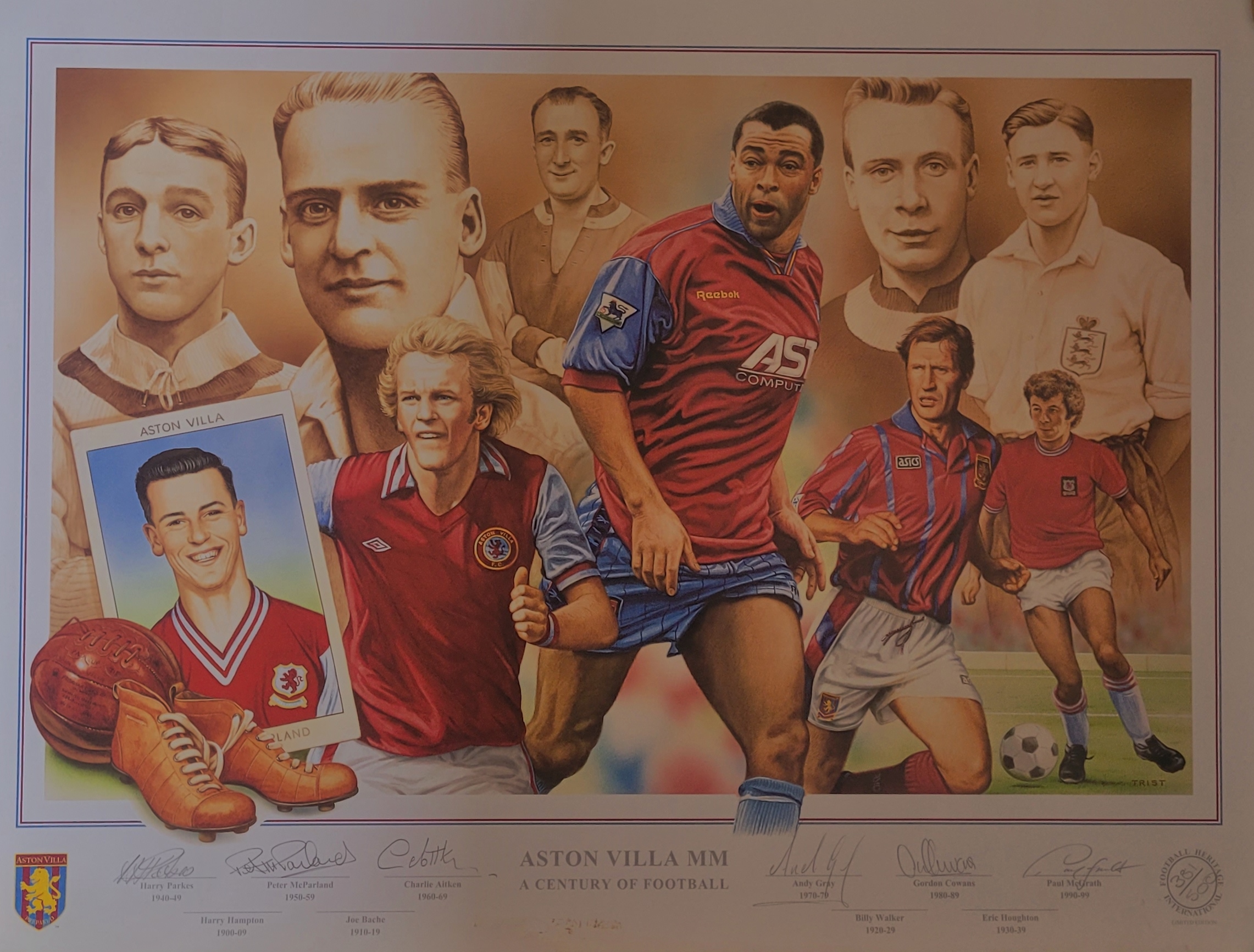 ASTON VILLA GREATS LIMITED EDITION AUTOGRAPHED PRINT