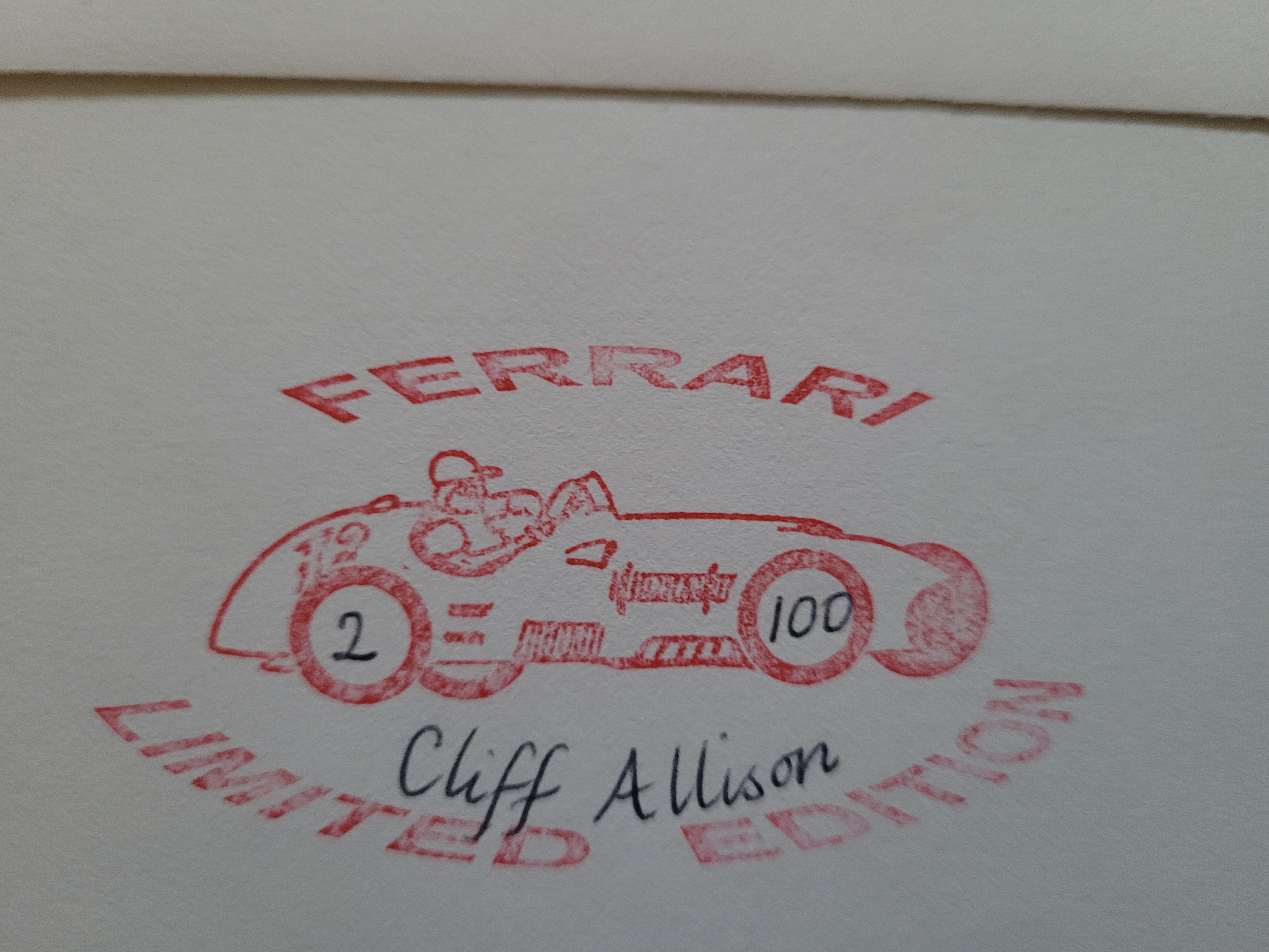 2001 FERRARI MOTOR RACING LTD EDITION POSTAL COVER AUTOGRAPHED BY CLIFF ALLISON - Image 2 of 2