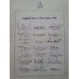 CRICKET 1994 ENGLAND TOUR TO WEST INDIES OFFICIAL AUTOGRAPH SHEET