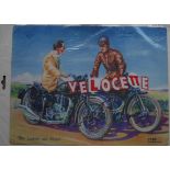 MOTORCYCLE - 1940 VELOCETTE VERY LARGE METAL WALL PLAQUE