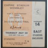 1966 WORLD CUP 3RD & 4TH PLACE FINAL USSR V PORTUGAL TICKET