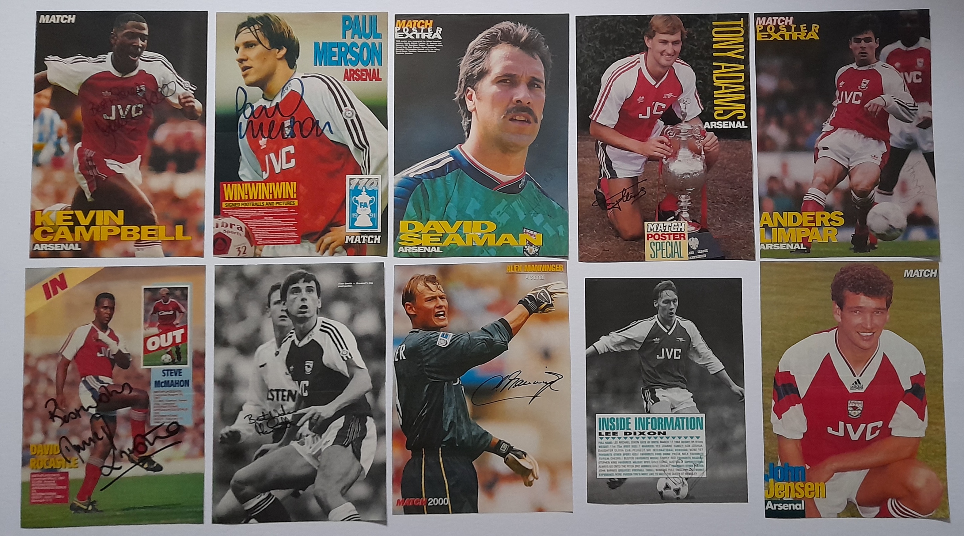 ARSENAL AUTOGRAPHED MAGAZINE PICTURES X 10