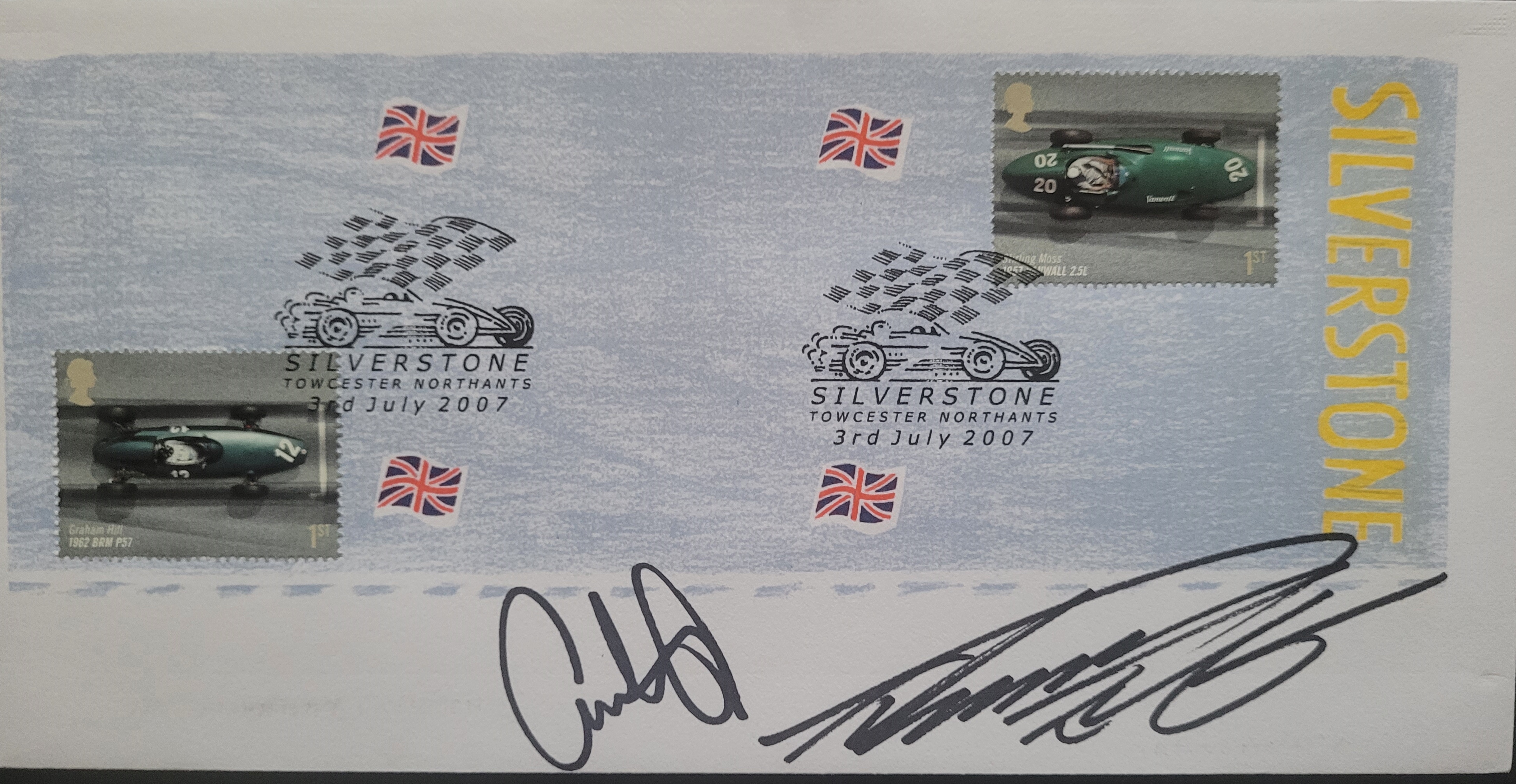 2007 SLVERSTONE MOTOR RACING LTD EDITION POSTAL COVER AUTOGRAPHED BY ANTHONY DAVIDSON & TAKU SATO