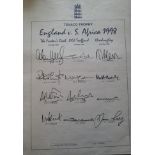 CRICKET 1998 ENGLAND V SOUTH AFRICA TEXACO TROPHY OFFICIAL AUTOGRAPH SHEET