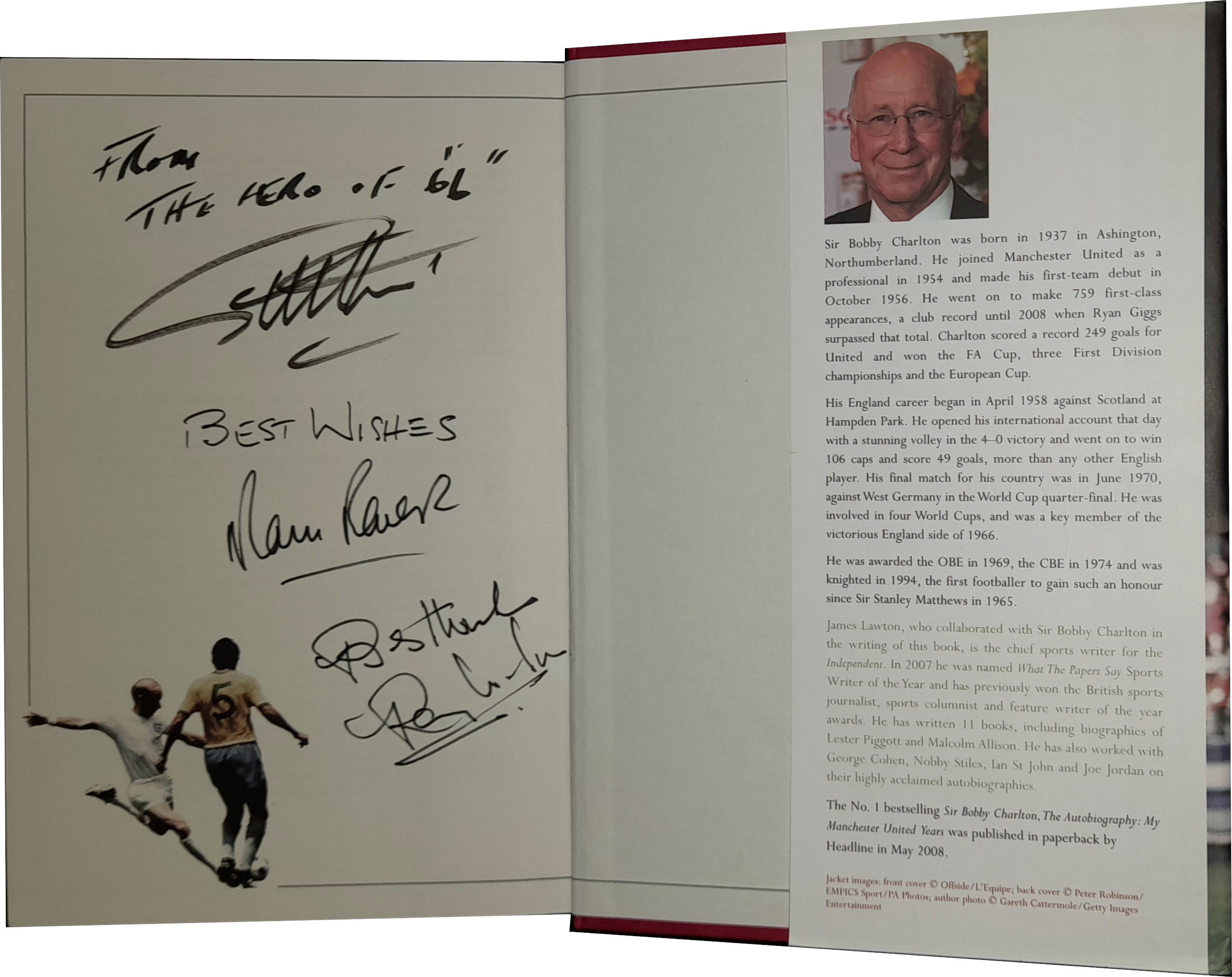 BOBBY CHARLTON ''MY ENGLAND YEARS'' BOOK AUTOGRAPHED BY CHARLTON, HURST, PETERS & RAY WILSON - Image 2 of 3