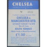 1977-78 CHELSEA V MANCHESTER UNITED TICKET Ref DER