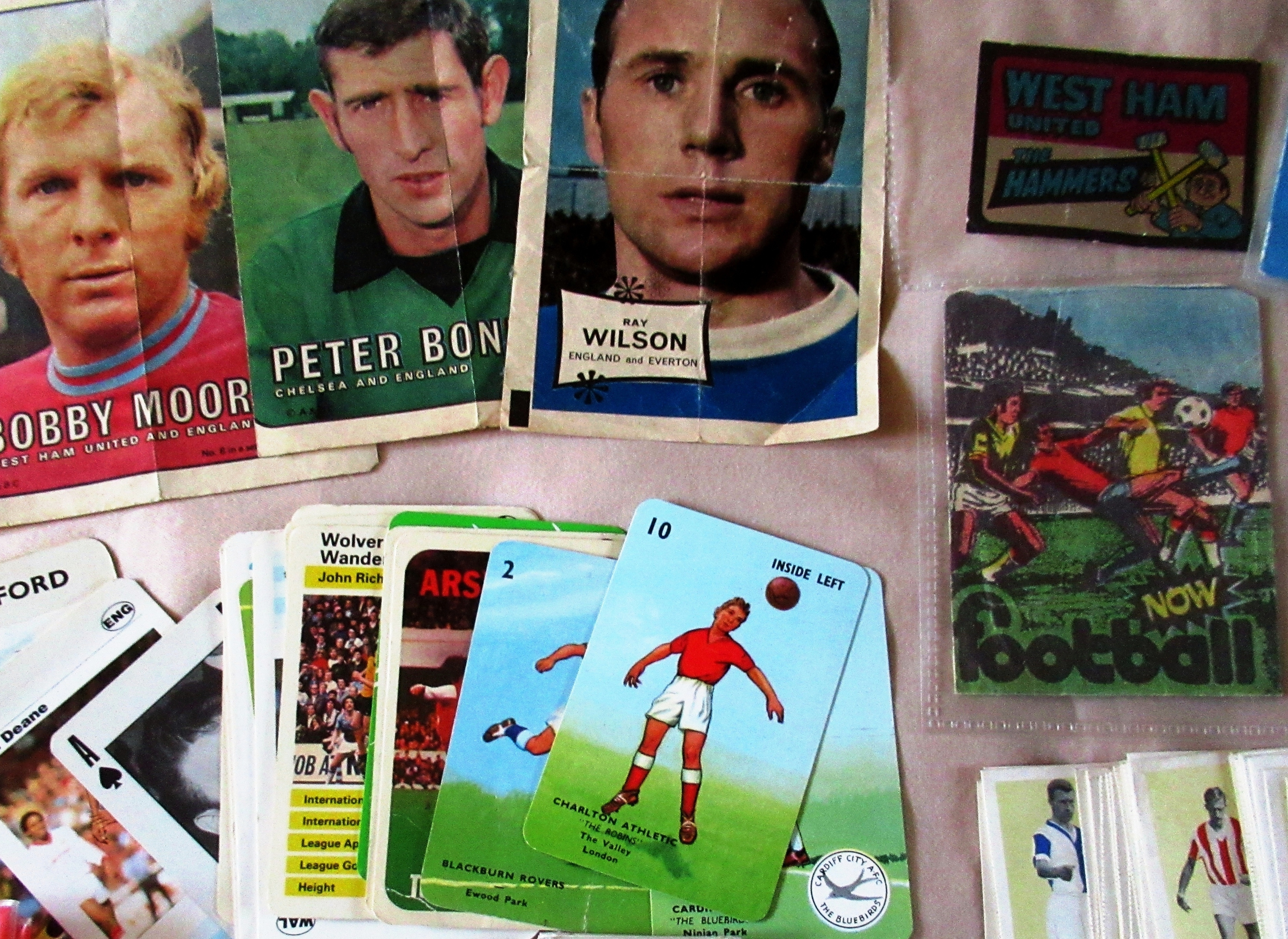 FOOTBALL TRADE CARD LOT; PANINI, ABC TOPPS ETC. VERY LARGE COLLECTION.