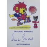 ENGLAND 1966 WORLD CUP WILLIE CARD AUTOGRAPHED BY MARTIN PETERS