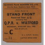 1952/53 QUEEN'S PARK RANGERS V WATFORD TICKET