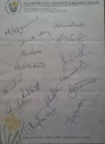 CRICKET GLAMORGAN OFFICIAL AUTOGRAPH SHEET