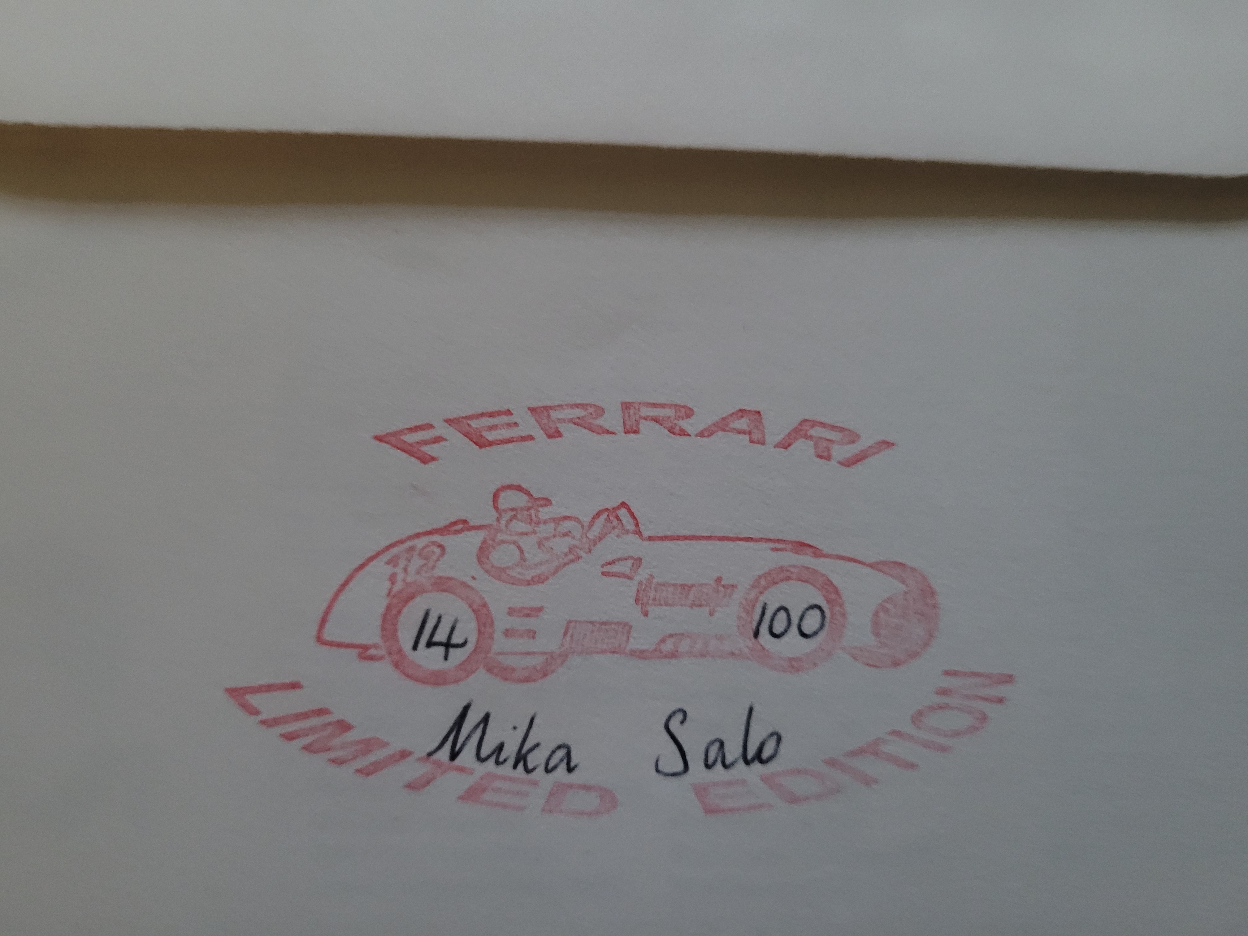 2001 FERRARI MOTOR RACING LTD EDITION POSTAL COVER AUTOGRAPHED BY MIKA SALO - Image 2 of 2