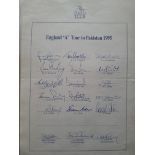 CRICKET 1995 ENGLAND 'A' TOUR TO PAKISTAN OFFICIAL AUTOGRAPH SHEET