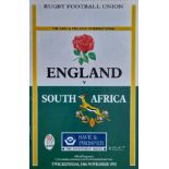 1992 RUGBY UNION ENGLAND V SOUTH AFRICA MULTI AUTOGRAPHED PROGRAMME