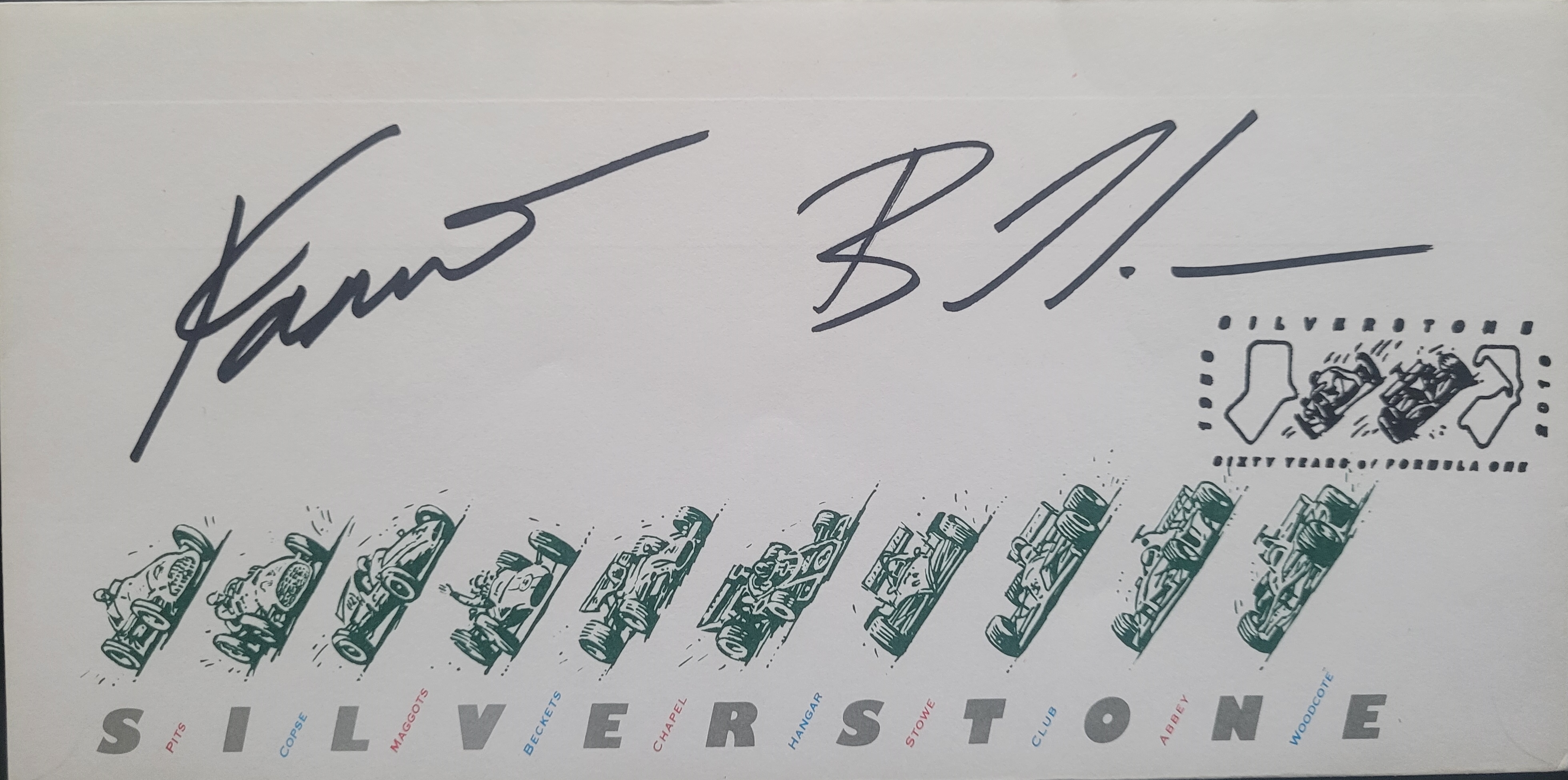 2010 SILVERSTONE MOTOR RACING LTD EDITION POSTAL COVER AUTOGRAPHED BY KARUN CHANDHOK & BRUNO SENNA